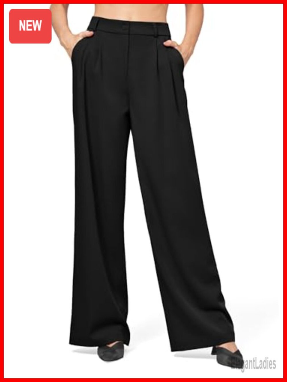 Wide Leg High Waisted Dress Pants with Pockets Business Casual